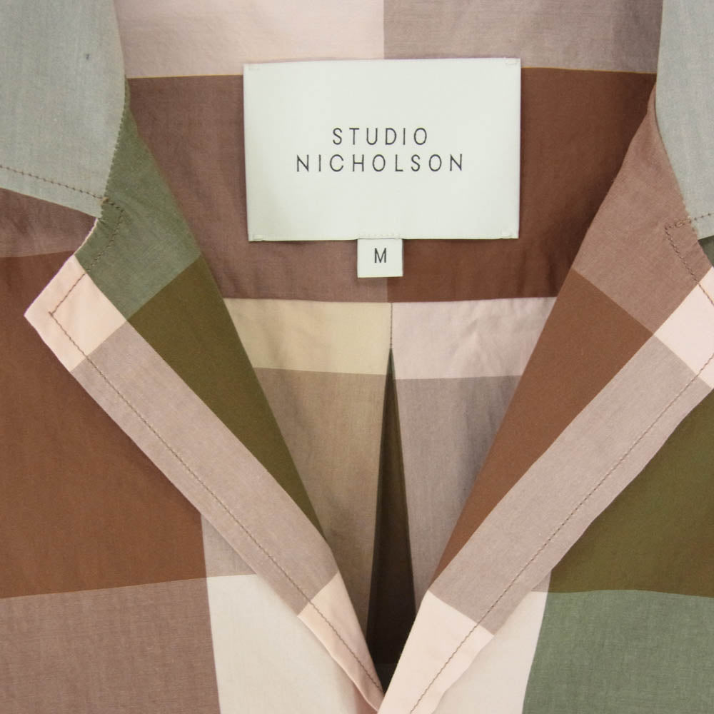 STUDIO NICHOLSON スタジオニコルソン COCKLE MADRAS SHIRTS オープンカラー チェック 半袖 シャツ ブラウン系 M【中古】