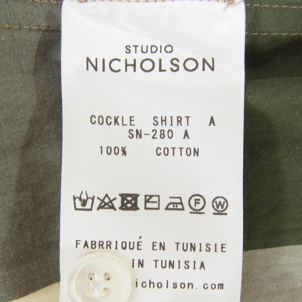 STUDIO NICHOLSON スタジオニコルソン COCKLE MADRAS SHIRTS オープンカラー チェック 半袖 シャツ ブラウン系 M【中古】