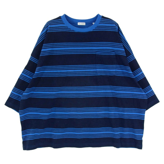 ウィリーチャバリア BUFFALOTEE コットン ワイド ボーダー Tシャツ 半袖 カットソー ブルー系 L【中古】