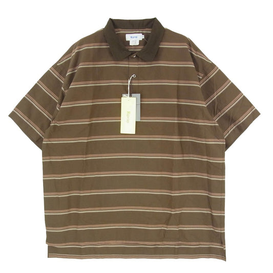 リップラップ RRS2105 POLO SHAPED SH S/S ボーダー 半袖 ポロシャツ ブラウン系 XL【極上美品】【中古】