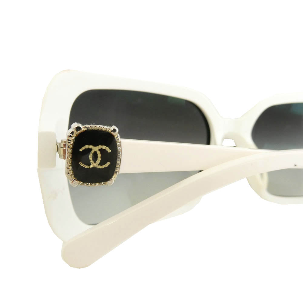 CHANEL シャネル 5175-A C900/3C イタリア製 ココーマーク サングラス ブラックホワイトフレーム アイウェア ブラック系 ホワイト系 58□16 135 3N【中古】