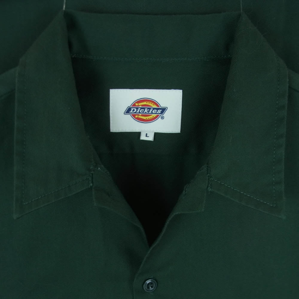 Dickies ディッキーズ 55557 Work Shirt 半袖 ワーク シャツ ミャンマー製 グリーン系 L【中古】