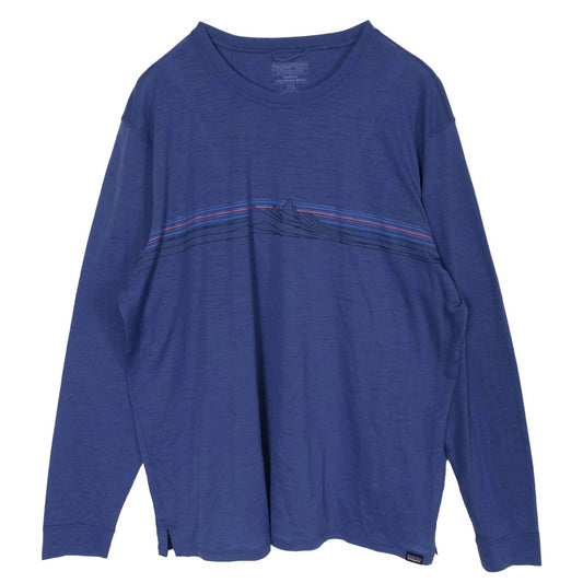 patagonia パタゴニア 25SS 44585 ロングスリーブ キャプリーン クール メリノ ブレンド グラフィック 長袖 Tシャツ ネイビー系 XL【中古】