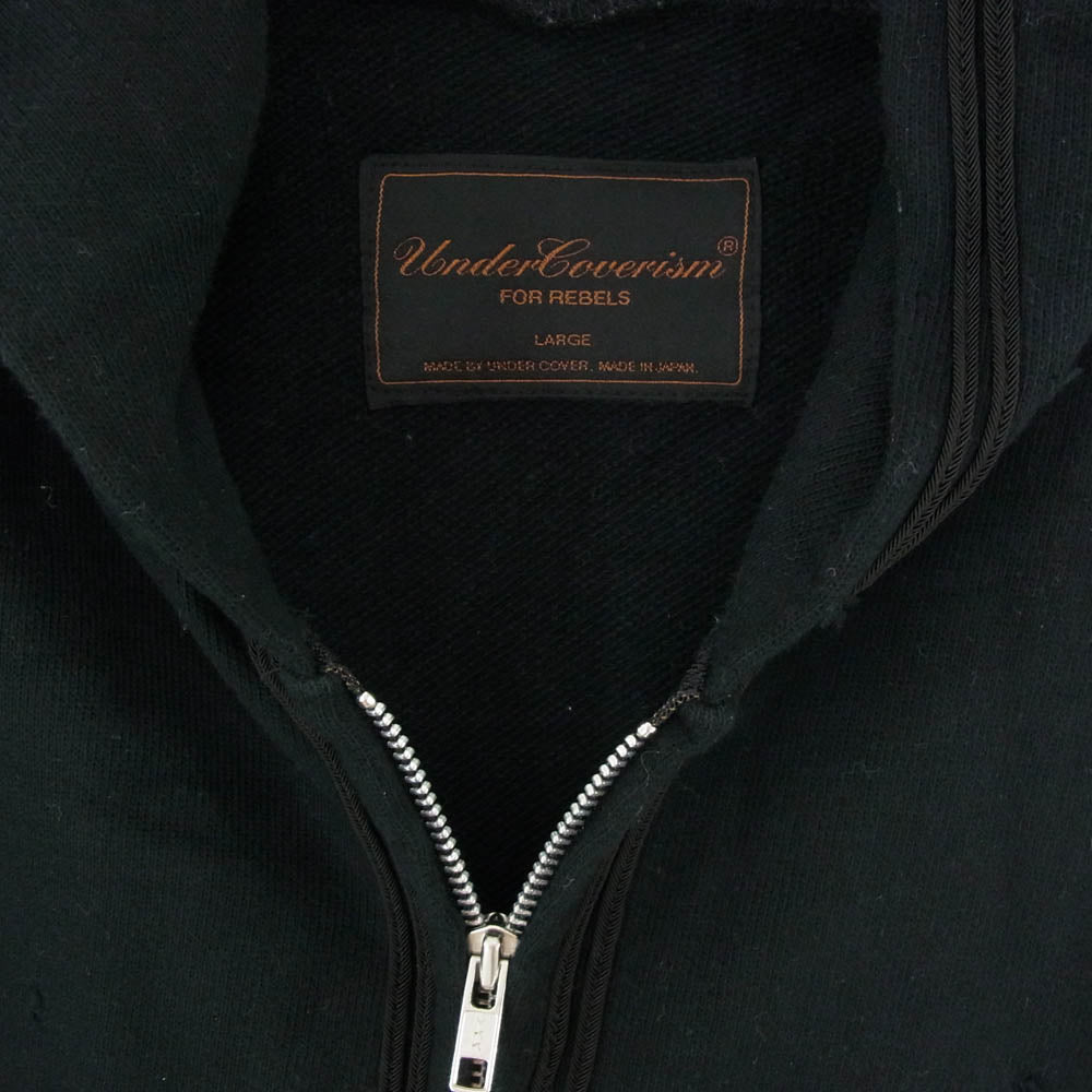 UNDERCOVER アンダーカバー 03AW B269-CS9 PAPER DOLL期 REBUILDING ZIP PARKA ペーパードール期 異素材 ドッキング コンビ フルジップ パーカー フーディー ブラック系 L【中古】