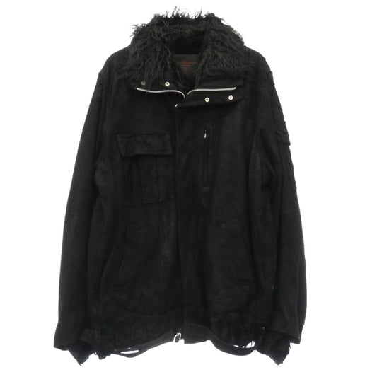 UNDERCOVER アンダーカバー 04AW B278-B19 ButBeautiful期 デストロイ加工 ラムスキン ミリタリー ボア ブルゾン ジャケット ブラック系 L【中古】