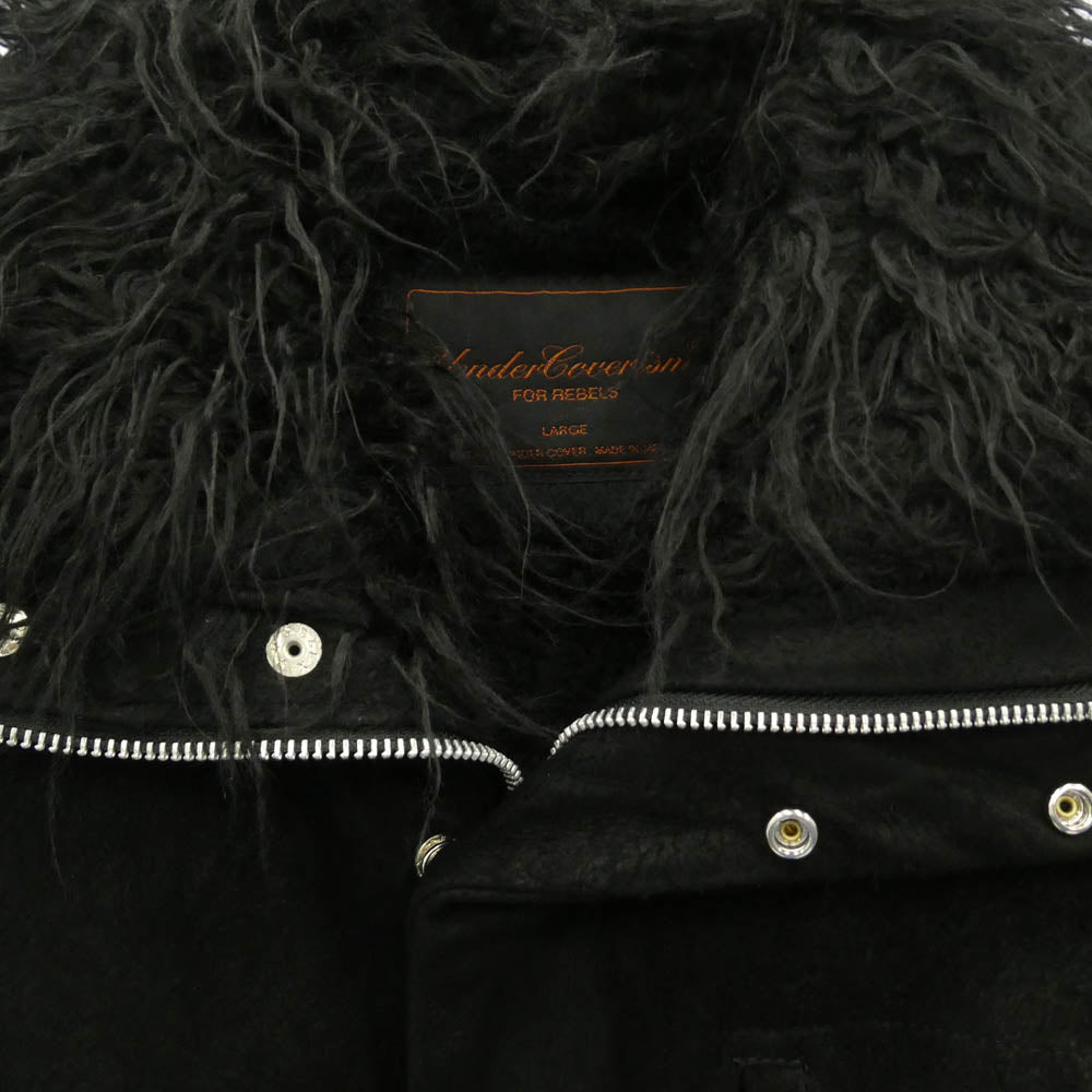 UNDERCOVER アンダーカバー 04AW B278-B19 ButBeautiful期 デストロイ加工 ラムスキン ミリタリー ボア ブルゾン ジャケット ブラック系 L【中古】