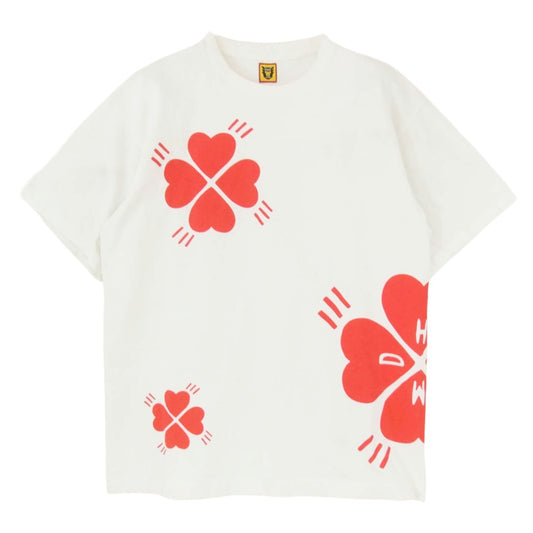HUMAN MADE ヒューマンメイド 19SS HEART CLOVER T- SHIRT ハート クローバー Tシャツ 半袖カットソー ホワイト系 L【中古】