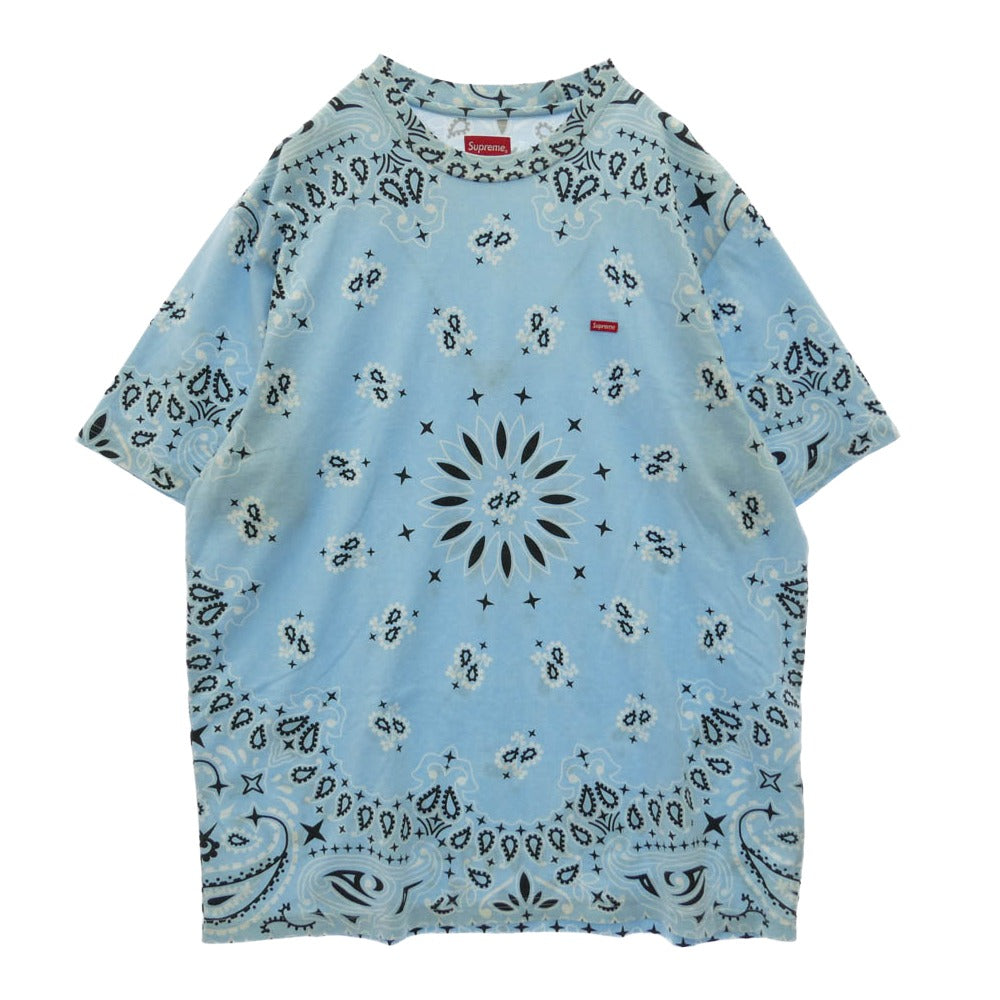 Supreme シュプリーム 21SS Bandana Small Box Tee バンダナ スモール ボックス ロゴ Tシャツ 半袖カットソー ライトブルー系 L【中古】