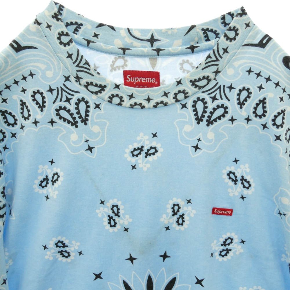 Supreme シュプリーム 21SS Bandana Small Box Tee バンダナ スモール ボックス ロゴ Tシャツ 半袖カットソー ライトブルー系 L【中古】