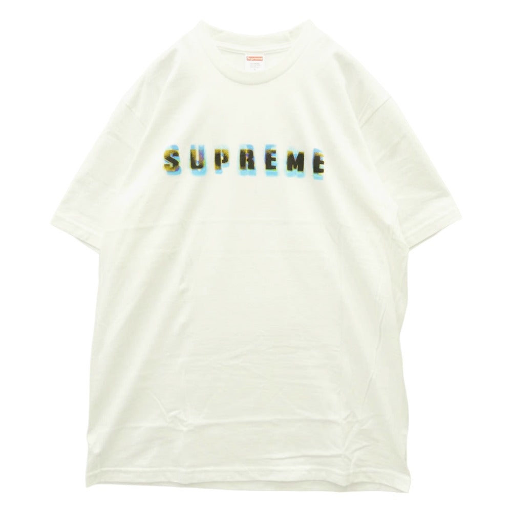 Supreme シュプリーム 23SS STENCIL TEE ステンシルロゴ プリント Tシャツ 半袖カットソー ホワイト系 L【極上美品】【中古】
