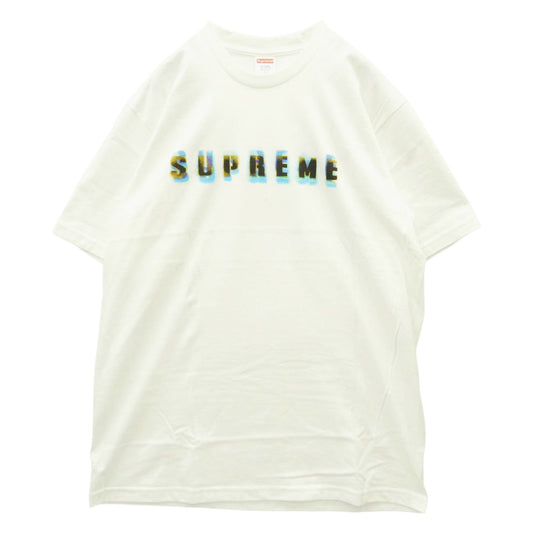 Supreme シュプリーム 23SS STENCIL TEE ステンシルロゴ プリント Tシャツ 半袖カットソー ホワイト系 L【極上美品】【中古】