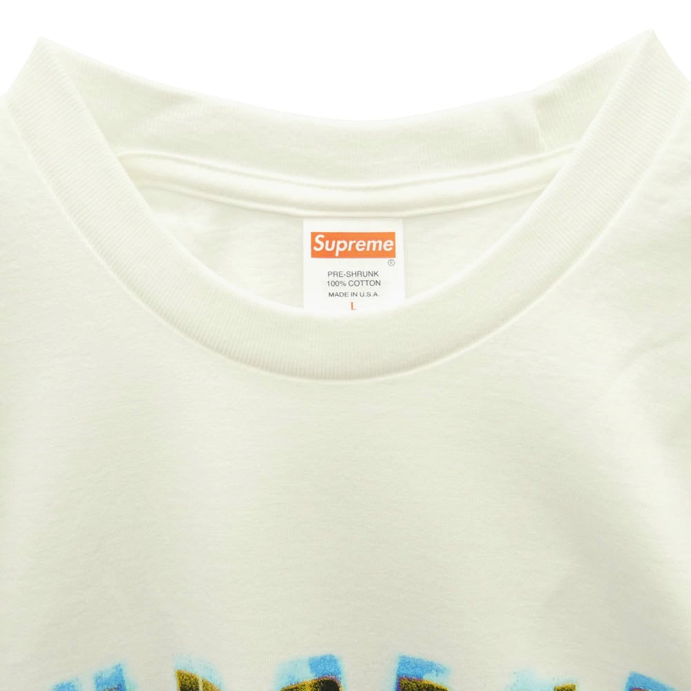 Supreme シュプリーム 23SS STENCIL TEE ステンシルロゴ プリント Tシャツ 半袖カットソー ホワイト系 L【極上美品】【中古】