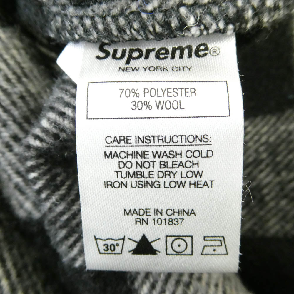 Supreme シュプリーム 19AW 1-800 Buffalo Plaid Shirt ロゴ刺繍 バッファローチェック ウール 長袖シャツ ブラック系 ホワイト系 M【中古】