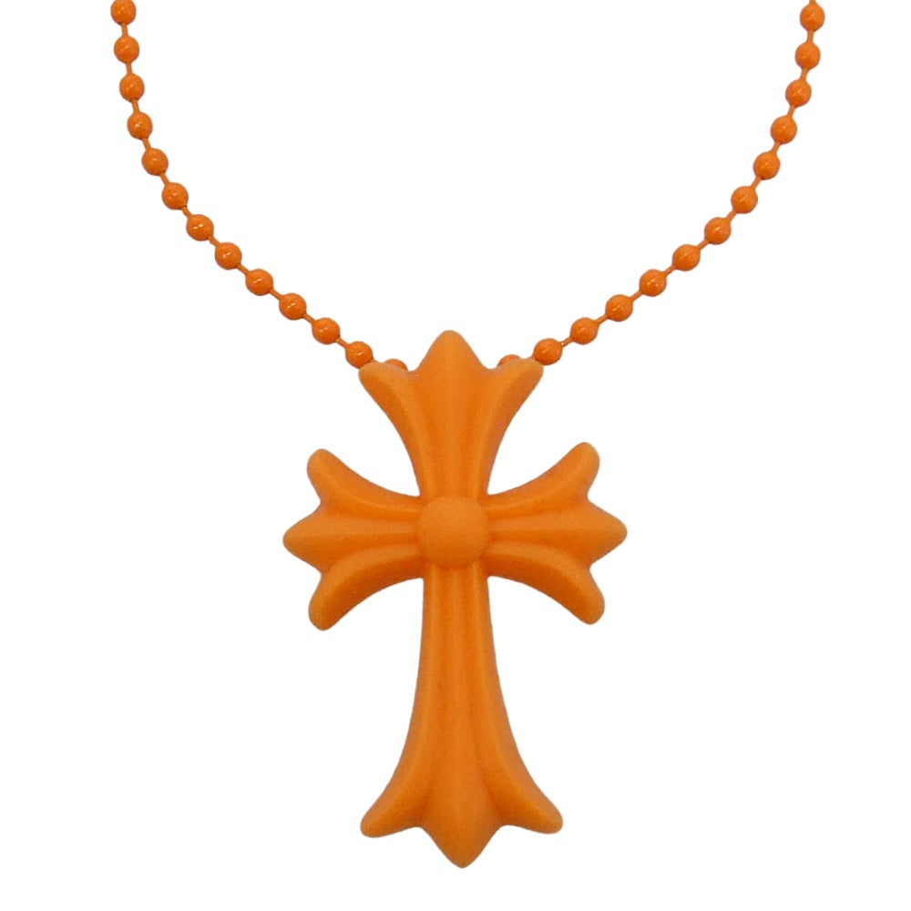 CHROME HEARTS クロムハーツ（原本無） RUBBER CH CRS SML スモール CH クロス シリコン ラバー ネックレス オレンジ系【中古】