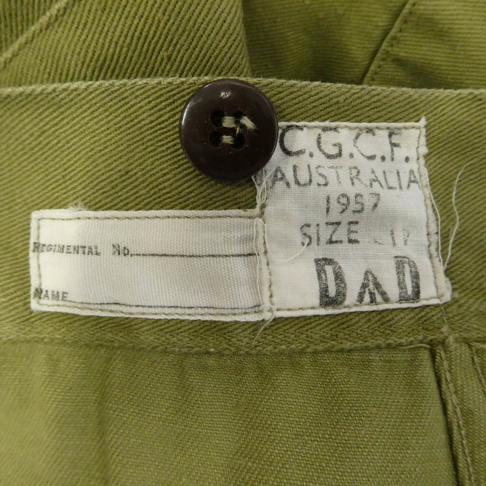 ヴィンテージ Australian Army オーストラリア軍 50s 57年製 グルカ パンツ モスグリーン系 表記なし【中古】
