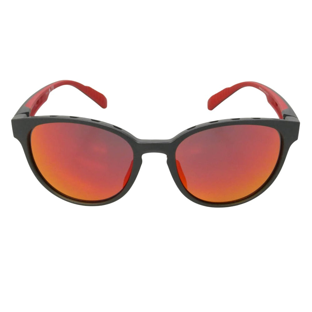 adidas アディダス SP0036-F 02L スポーツサングラス ミラーレンズ アイウェア ブラック系 レッド系 54□18 140【極上美品】【中古】