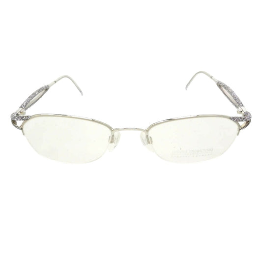 SWAROVSKI スワロフスキー S100 V6051 Crystal Eyewear クリスタル ハーフリム 眼鏡 アイウェア シルバー系 パープル系 50□19 130【中古】