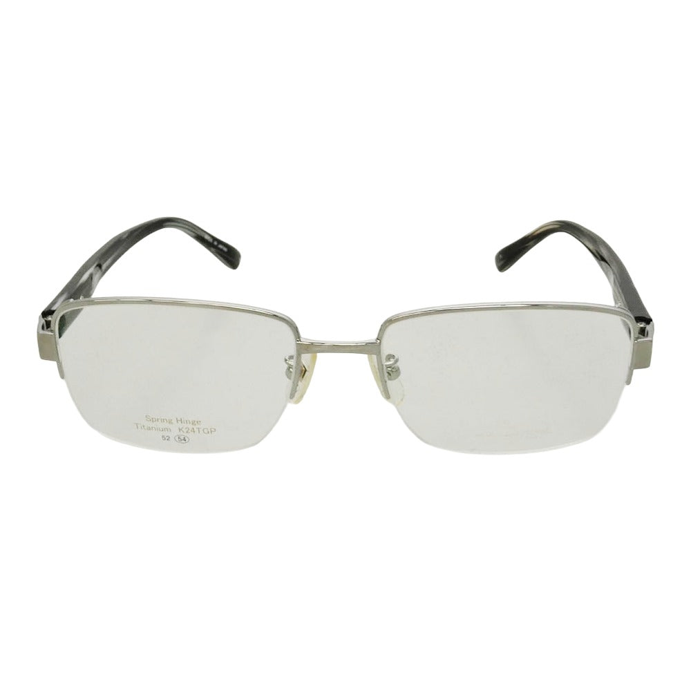 エス・テー・デュポン DP-3151 Spring Hinge Titanium K24TGP 54□18-142 チタン ハーフリム 眼鏡 アイウェア ブラック系 54□18-142【美品】【中古】