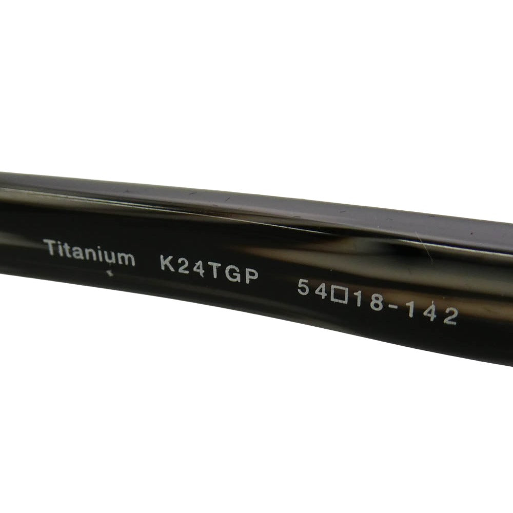 エス・テー・デュポン DP-3151 Spring Hinge Titanium K24TGP 54□18-142 チタン ハーフリム 眼鏡 アイウェア ブラック系 54□18-142【美品】【中古】