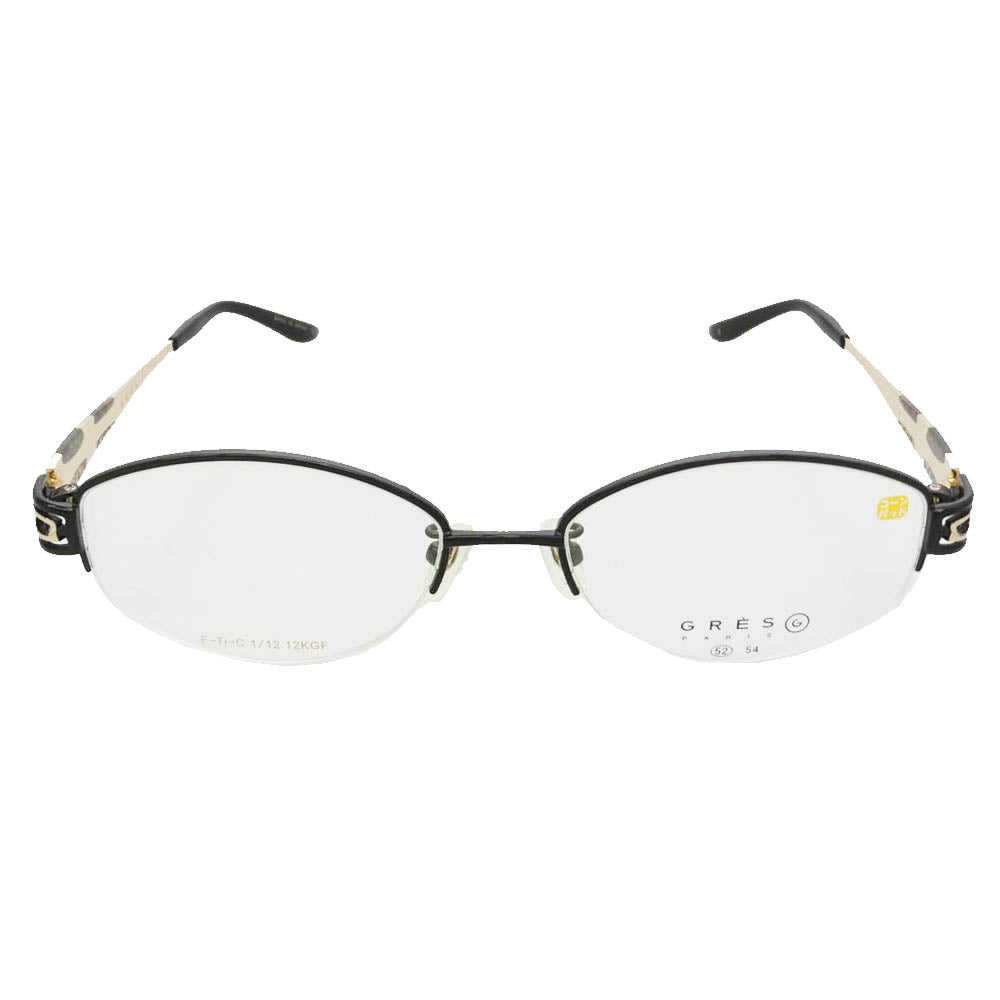 マダムグレ MG-2056 1/12 12KGF T-β チタン 12金張り ハーフリム 52□17-136 眼鏡 アイウェア ブラック系 52□17-136【中古】
