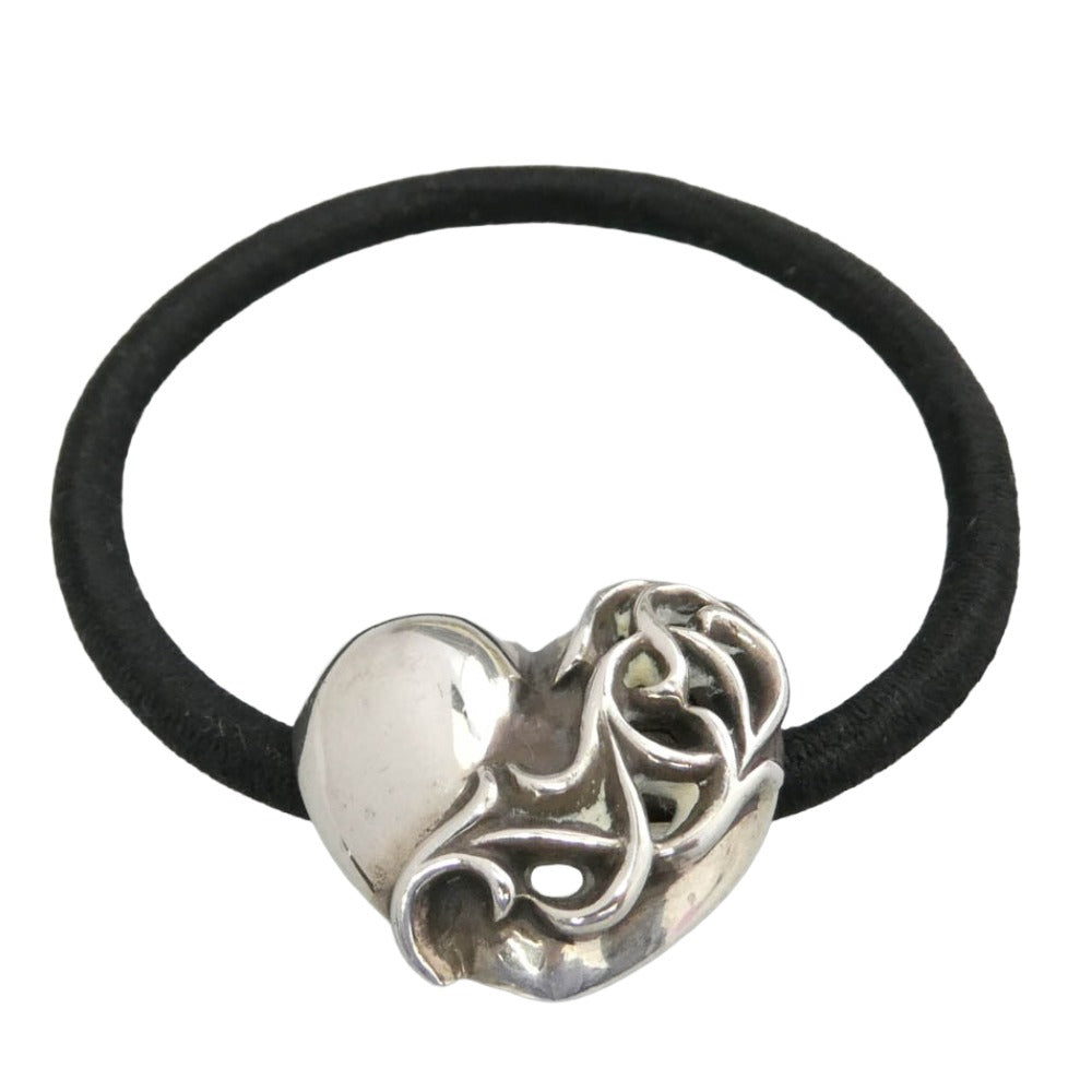 CHROME HEARTS クロムハーツ（原本無） HAIRBAND ハート コンチョ ヘアゴム ブラック系 シルバー系【中古】