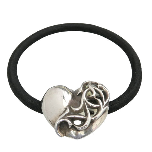 CHROME HEARTS クロムハーツ（原本無） HAIRBAND ハート コンチョ ヘアゴム ブラック系 シルバー系【中古】