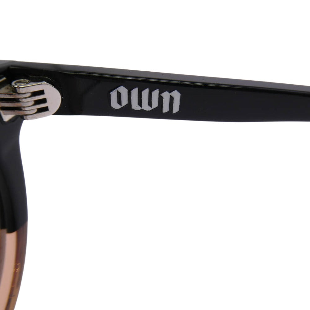 オウン OWN OW-03BK-OR-LGY 亜州眼鏡 #03 BLACK×OLD ROSE ボストンタイプ サングラス ブラック系 ピンクブラウン系 48□24-145【中古】