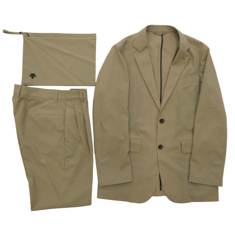 DESCENTE デサント 7720J191　7720P191 ウォッシャブル ワッフル パッカブル ストレッチ セットアップ テーラージャケット スラックス パンツ スーツ ベージュ系 L【中古】