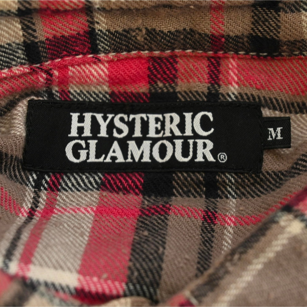HYSTERIC GLAMOUR ヒステリックグラマー 0221AH03 切替 チェック マルチカラー 長袖 ネルシャツ パープル系 グレー系 M【中古】