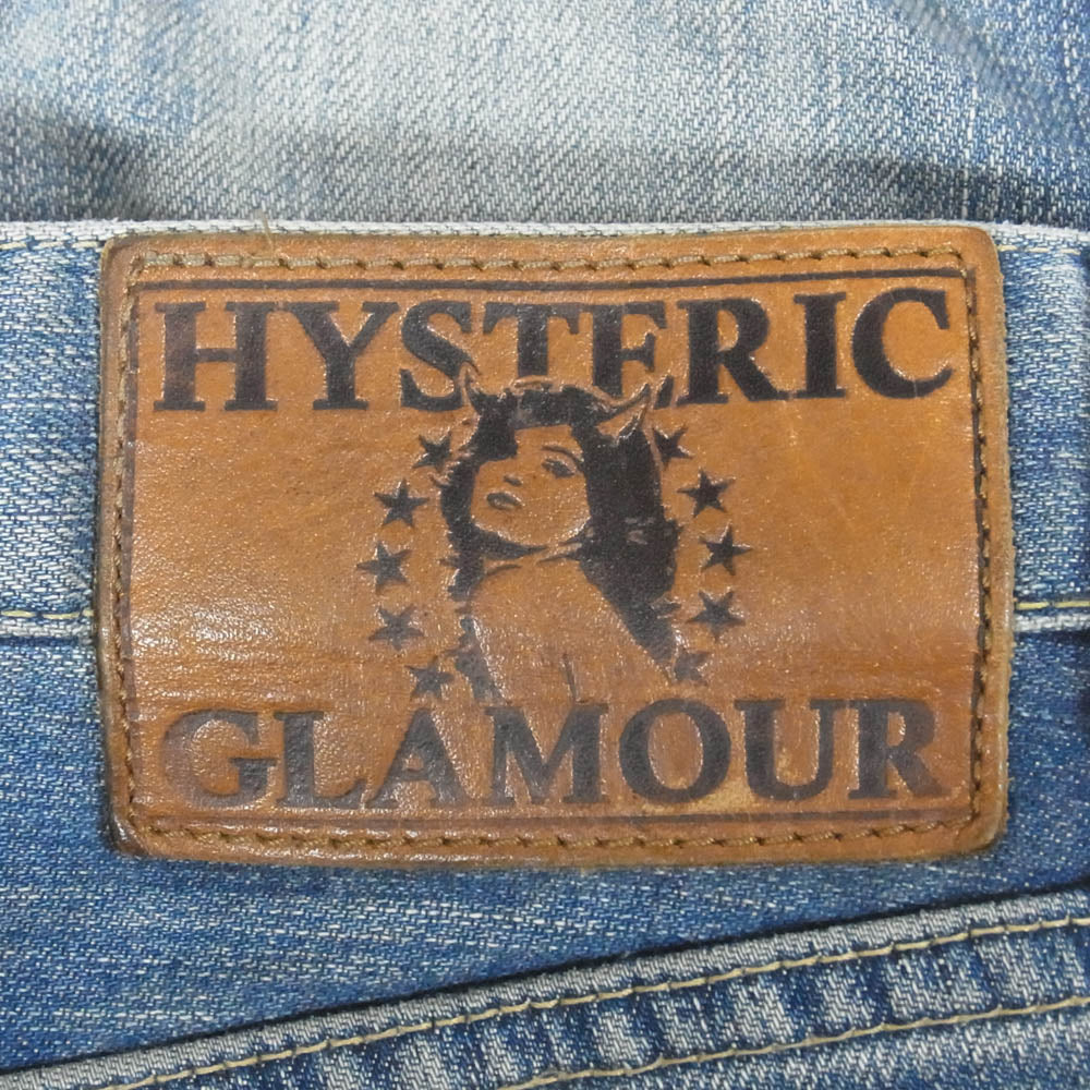HYSTERIC GLAMOUR ヒステリックグラマー 0222AP13 スタッズ ダメージ加工 ストレート スリム ストレッチ デニムパンツ インディゴブルー系 28【中古】