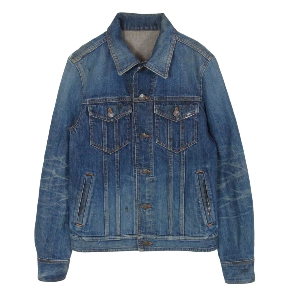 SHELLAC シェラック S-3303 Denim Jacket ソフトダメージ ペイント デニムジャケット Gジャン インディゴブルー系 44【中古】
