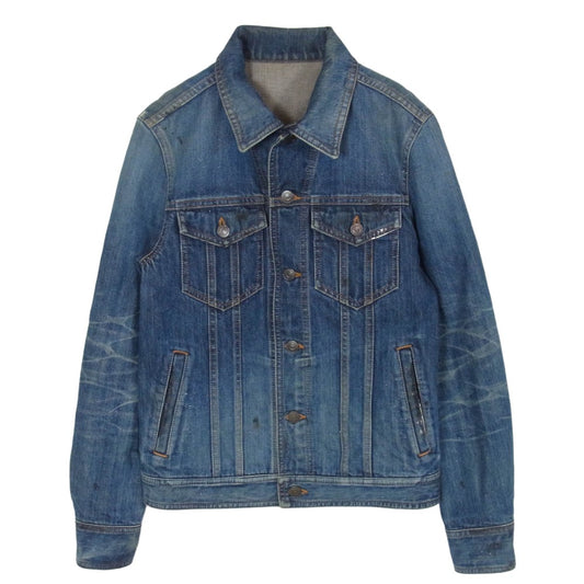 SHELLAC シェラック S-3303 Denim Jacket ソフトダメージ ペイント デニムジャケット Gジャン インディゴブルー系 44【中古】