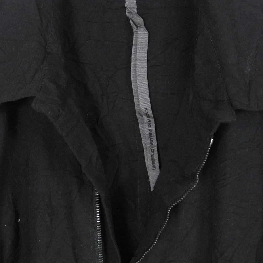 KAZUYUKI KUMAGAI ATTACHMENT カズユキクマガイアタッチメント KB51-057 Pe/Co/Li ブロード ZIP UP シワ加工 ジップアップ ブルゾン ブラック系 1【中古】