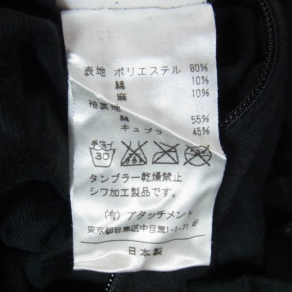 KAZUYUKI KUMAGAI ATTACHMENT カズユキクマガイアタッチメント KB51-057 Pe/Co/Li ブロード ZIP UP シワ加工 ジップアップ ブルゾン ブラック系 1【中古】