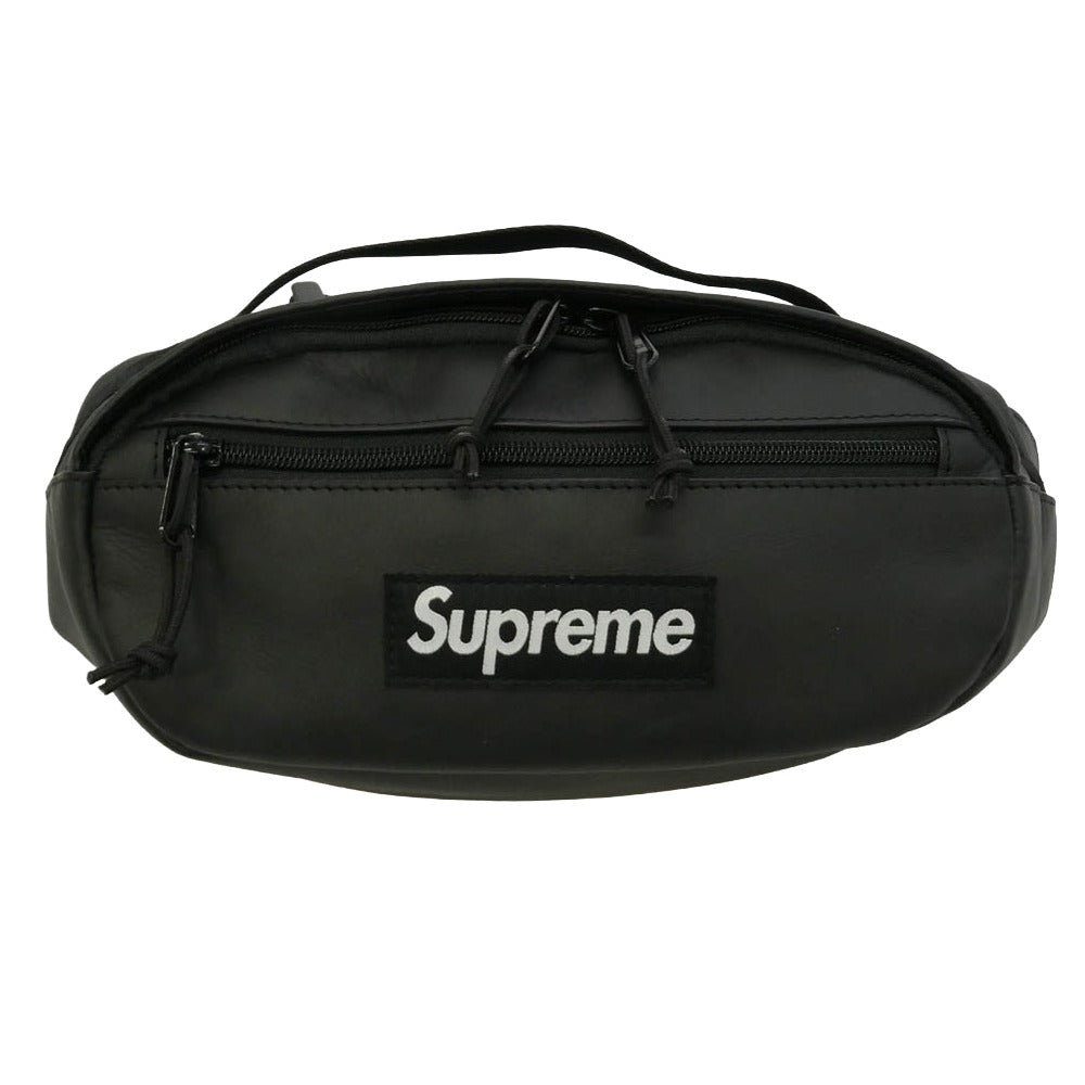 Supreme シュプリーム 24AW Leather Waist Bag ボックスロゴ レザー ウエスト ボディ バック ブラック系 32×15×11cm【中古】