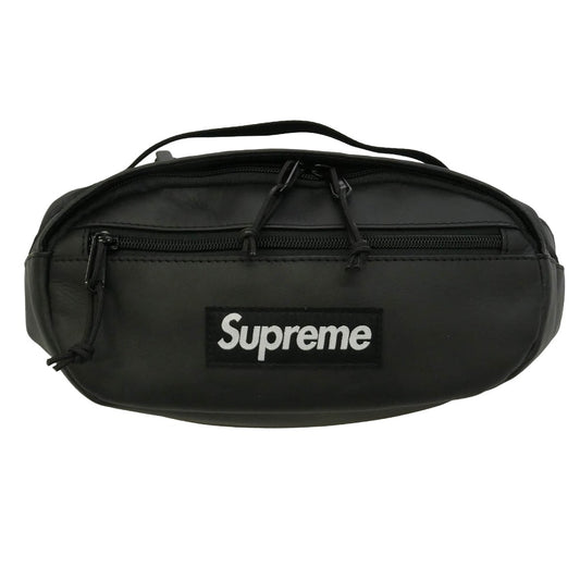 Supreme シュプリーム 24AW Leather Waist Bag ボックスロゴ レザー ウエスト ボディ バック ブラック系 32×15×11cm【中古】