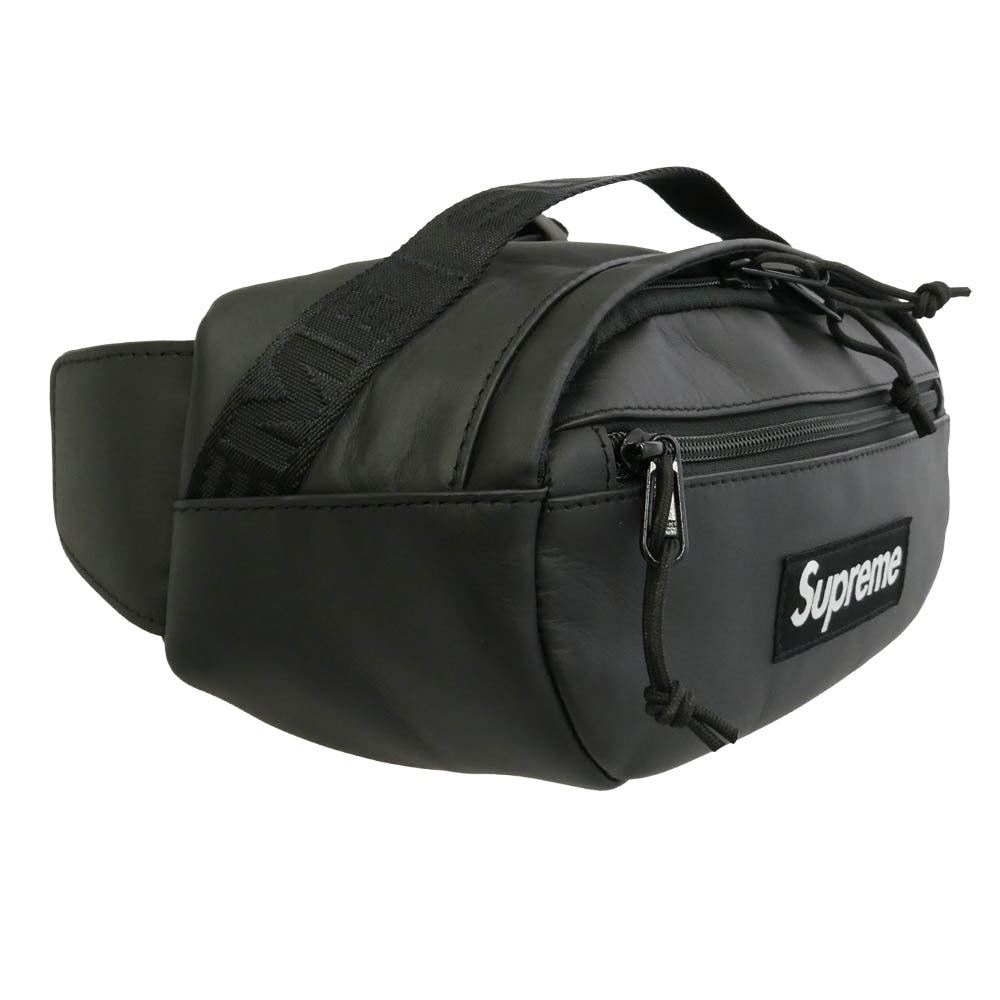 Supreme シュプリーム 24AW Leather Waist Bag ボックスロゴ レザー ウエスト ボディ バック ブラック系 32×15×11cm【中古】