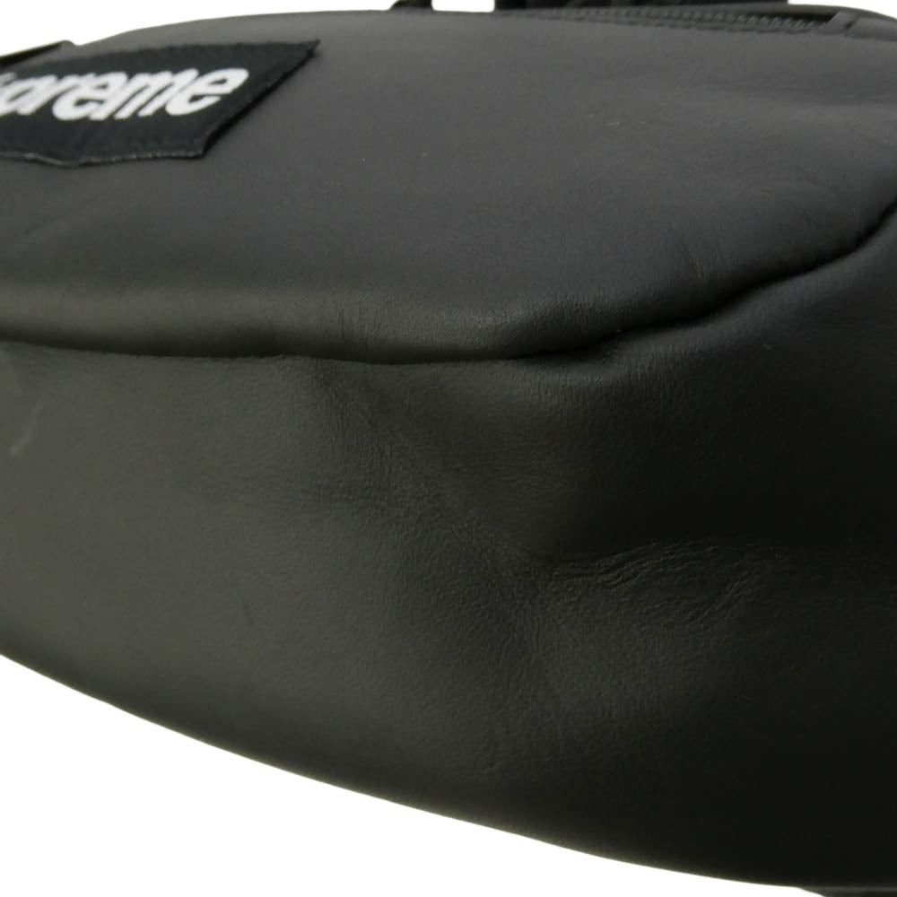 Supreme シュプリーム 24AW Leather Waist Bag ボックスロゴ レザー ウエスト ボディ バック ブラック系 32×15×11cm【中古】