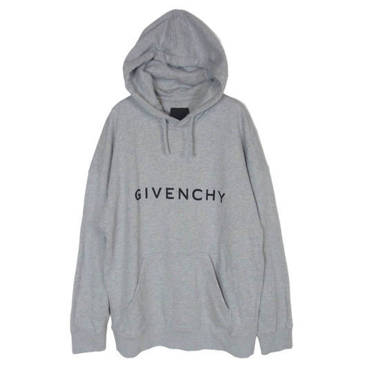 GIVENCHY ジバンシィ BMJ0HC3YAC ロゴプリント プルオーバー フーディー パーカー グレー系 M【中古】