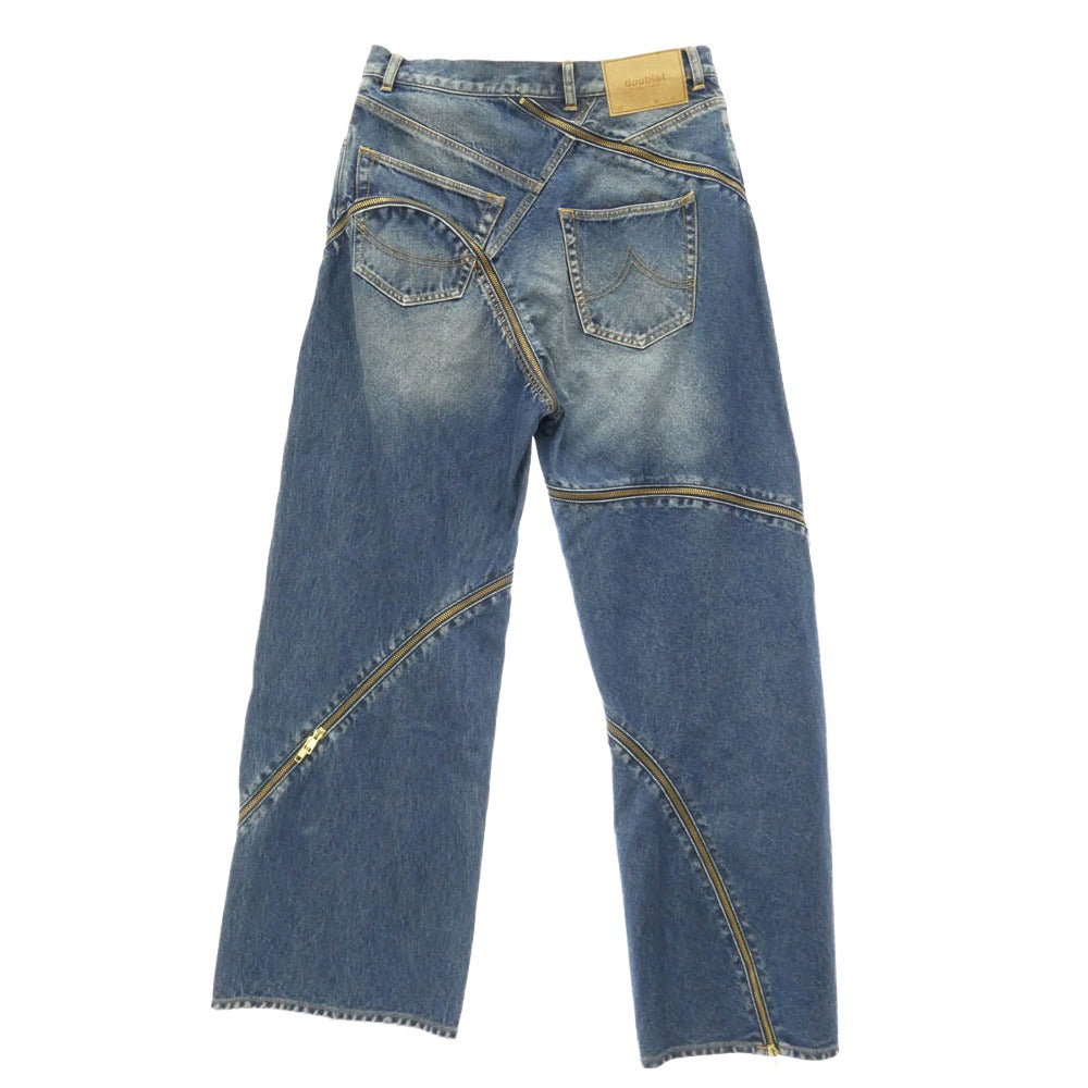 doublet ダブレット 26SS 26SS08PT340 FILLETED ZIP DENIM PANTS フィレティッド ジップデニムパンツ インディゴブルー系 M【美品】【中古】