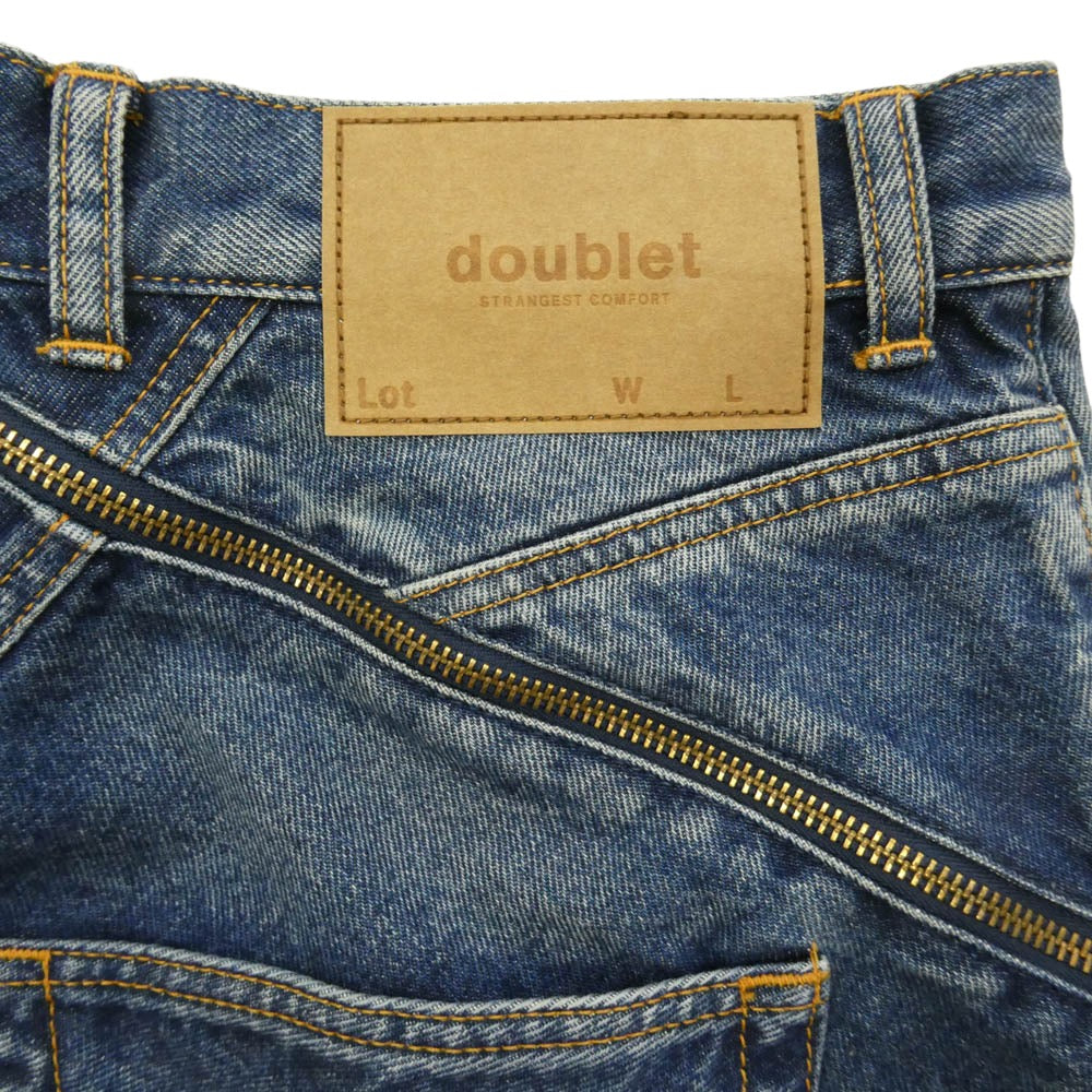 doublet ダブレット 26SS 26SS08PT340 FILLETED ZIP DENIM PANTS フィレティッド ジップデニムパンツ インディゴブルー系 M【美品】【中古】