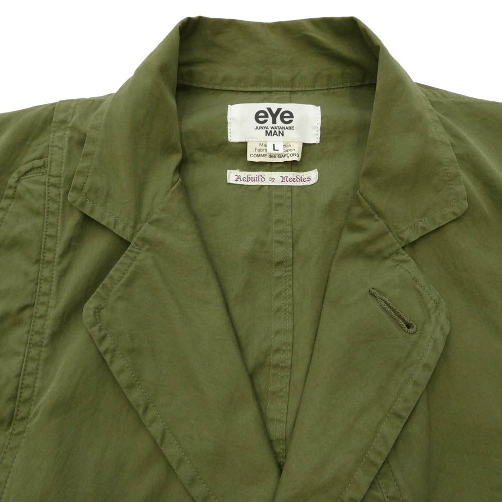 JUNYA WATANABE COMME des GARCONS MAN ジュンヤワタナベコムデギャルソンマン Needles ニードルス 25SS WP-C901 Rebuild By Needles 綿ナイロンオックス 再構築ミリタリーコート モスグリーン系 L【中古】
