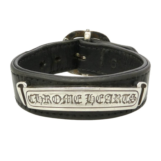 CHROME HEARTS クロムハーツ（原本無） GUNSLINGER ガンスリンガー スクロールラベル レザー ブレスレット ブラック系 6【中古】