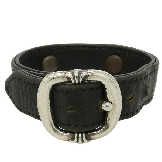 CHROME HEARTS クロムハーツ（原本無） GUNSLINGER ガンスリンガー スクロールラベル レザー ブレスレット ブラック系 6【中古】