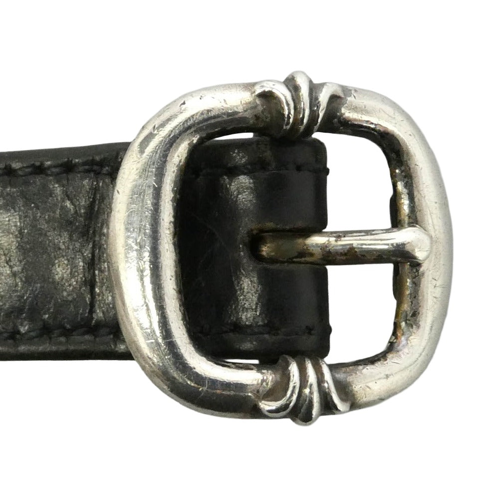 CHROME HEARTS クロムハーツ（原本無） GUNSLINGER ガンスリンガー スクロールラベル レザー ブレスレット ブラック系 6【中古】