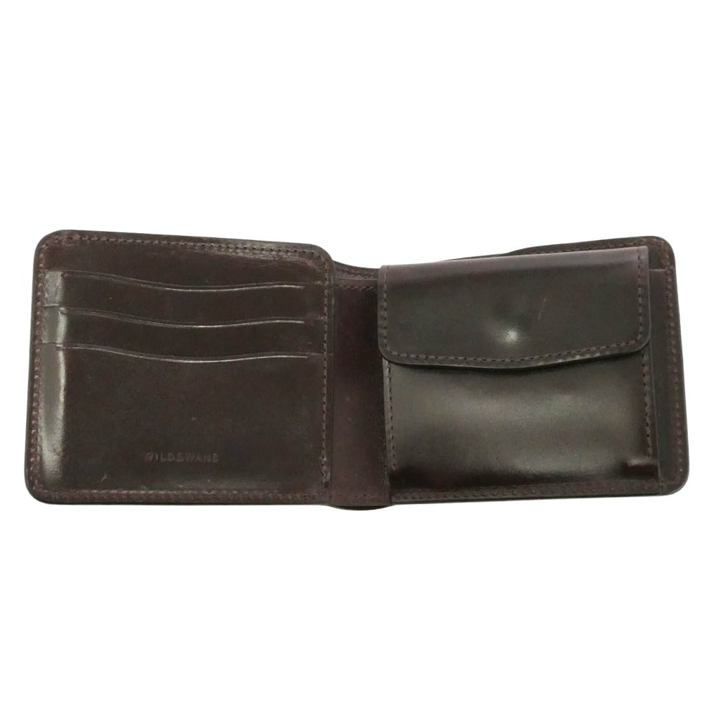 WILDSWANS ワイルドスワンズ GROUNDER グラウンダー サドルプルアップ レザーウォレット 二つ折り 財布 ブラウン系【中古】