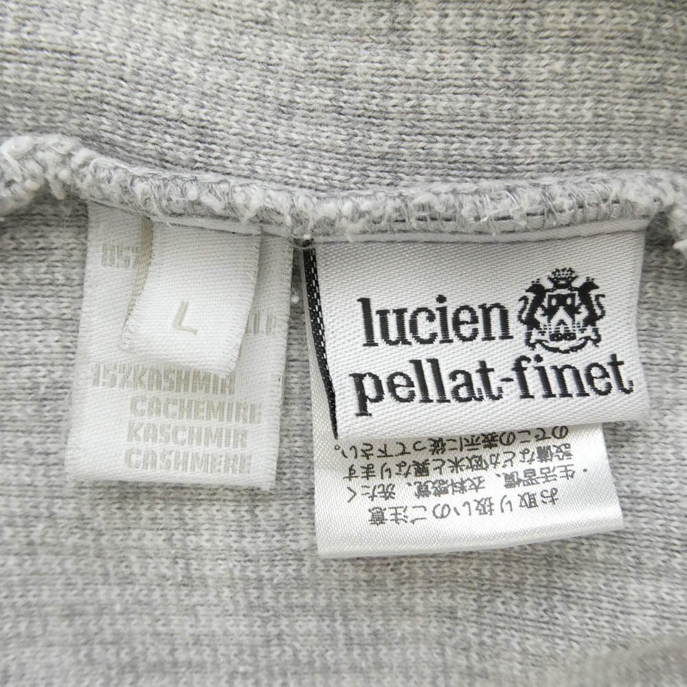Lucien Pellat-Finet ルシアンペラフィネ バックスカル ストライプ カシミヤ混 ニット ジップアップ パーカー フーディー グレー系 L【中古】