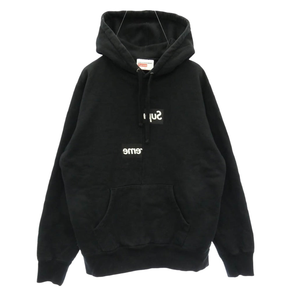 Supreme シュプリーム 18AW × Comme des GARCONS SHIRT Split Box Logo Hooded Sweatshirt コムデギャルソン シャツ スプリット ボックス ロゴ フーディー スウェットシャツ プルオーバー パーカー ブラック系 S【中古】