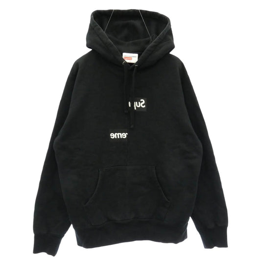 Supreme シュプリーム 18AW × Comme des GARCONS SHIRT Split Box Logo Hooded Sweatshirt コムデギャルソン シャツ スプリット ボックス ロゴ フーディー スウェットシャツ プルオーバー パーカー ブラック系 S【中古】