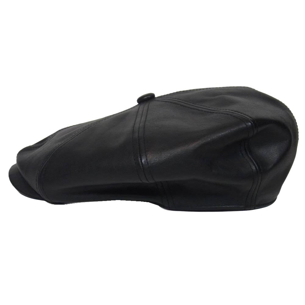 ステットソン LEATHER CASQUETTE レザー キャスケット 帽子 ブラック系 60cm【美品】【中古】